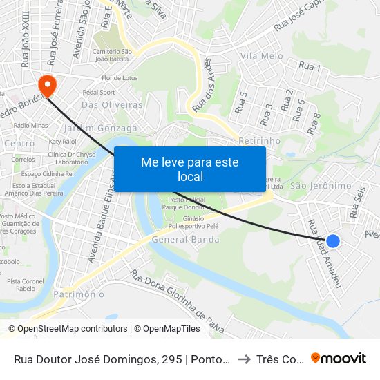 Rua Doutor José Domingos, 295 | Ponto Final Do Parque Jussara to Três Corações map