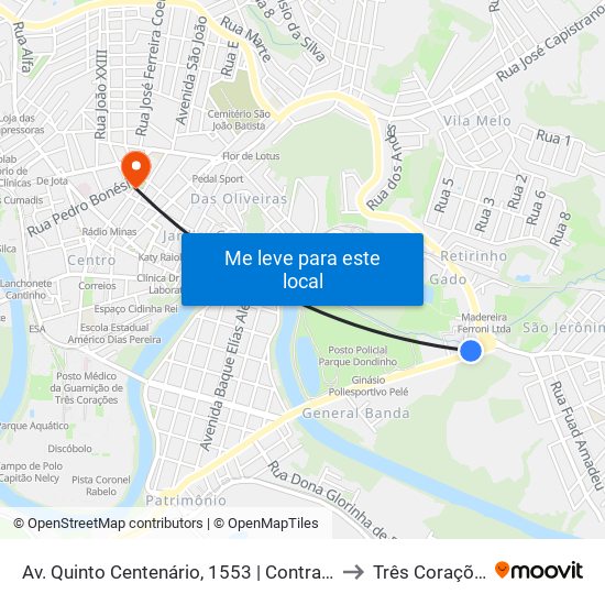 Av. Quinto Centenário, 1553 | Contransin to Três Corações map