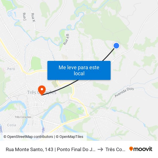 Rua Monte Santo, 143 | Ponto Final Do Jardim Belo Horizonte to Três Corações map