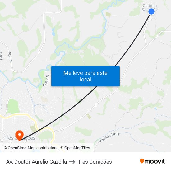 Av. Doutor Aurélio Gazolla to Três Corações map