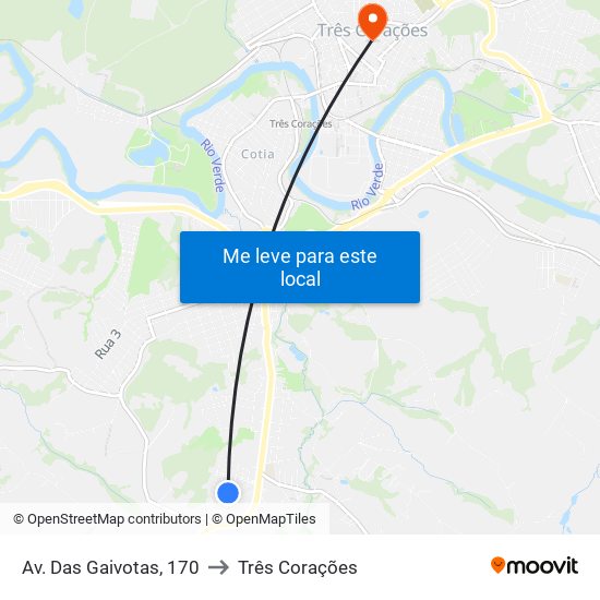 Av. Das Gaivotas, 170 to Três Corações map