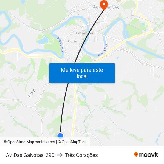 Av. Das Gaivotas, 290 to Três Corações map