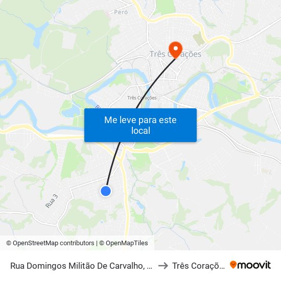 Rua Domingos Militão De Carvalho, 220 to Três Corações map