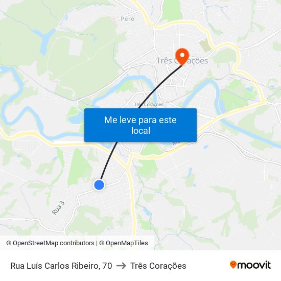 Rua Luís Carlos Ribeiro, 70 to Três Corações map