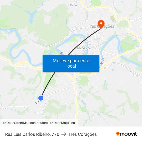 Rua Luís Carlos Ribeiro, 770 to Três Corações map