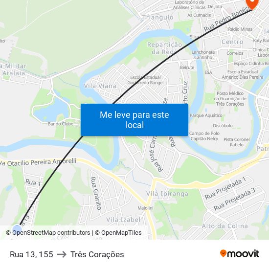 Rua 13, 155 to Três Corações map