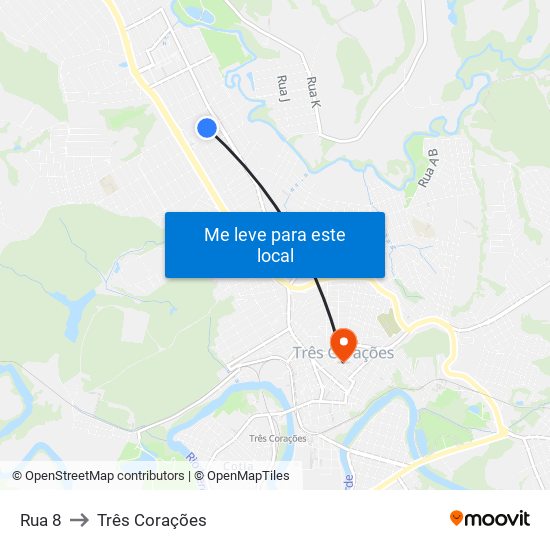 Rua 8 to Três Corações map