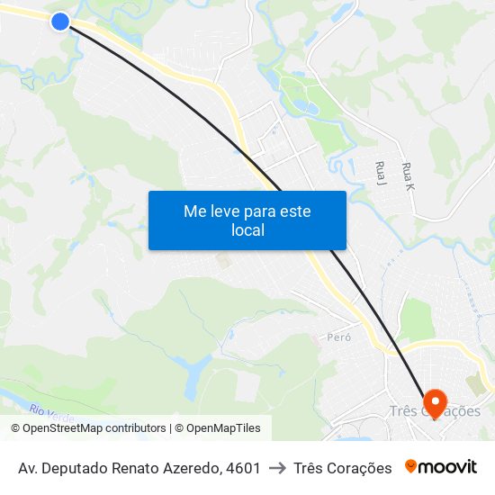 Av. Deputado Renato Azeredo, 4601 to Três Corações map