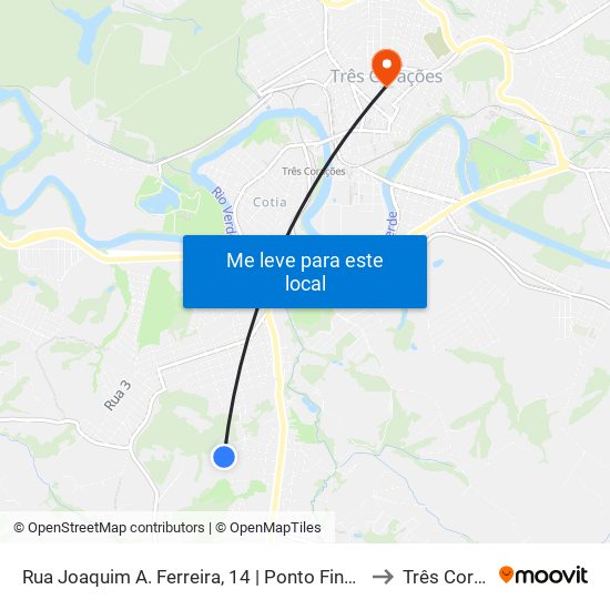 Rua Joaquim A. Ferreira, 14 | Ponto Final Da Vila Rezende to Três Corações map