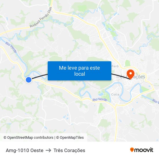 Amg-1010 Oeste to Três Corações map