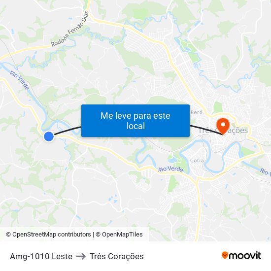 Amg-1010 Leste to Três Corações map