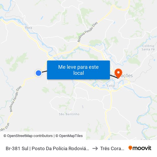 Br-381 Sul | Posto Da Polícia Rodoviária Federal to Três Corações map