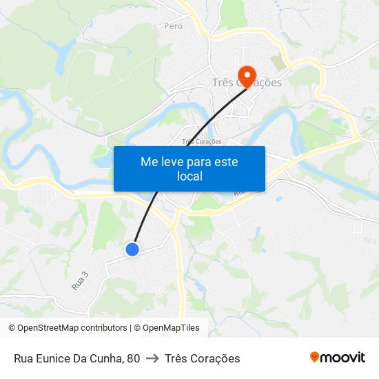 Rua Eunice Da Cunha, 80 to Três Corações map
