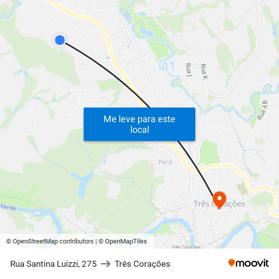 Rua Santina Luizzi, 275 to Três Corações map