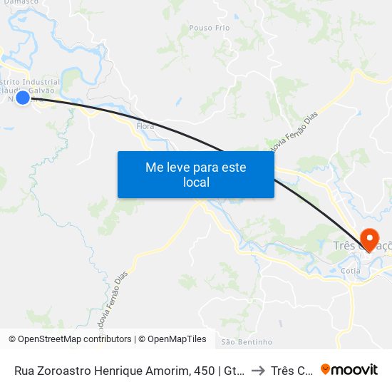 Rua Zoroastro Henrique Amorim, 450 | Gt Minas Transportes E Distribuidora to Três Corações map