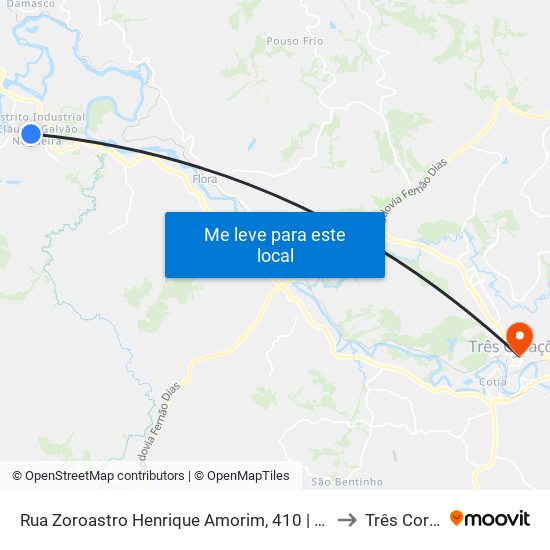 Rua Zoroastro Henrique Amorim, 410 | Café Três Corações to Três Corações map