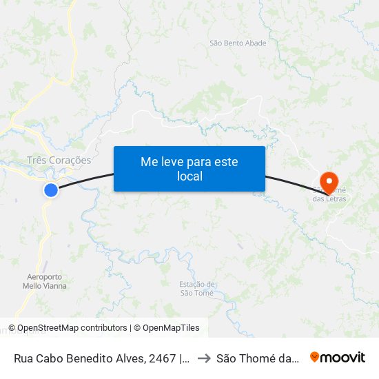 Rua Cabo Benedito Alves, 2467 | Posto Xamã to São Thomé das Letras map