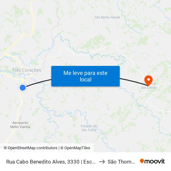 Rua Cabo Benedito Alves, 3330 | Escola Municipal Dona Maria Laura to São Thomé das Letras map