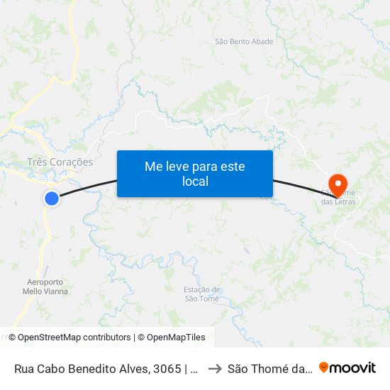 Rua Cabo Benedito Alves, 3065 | Chácara Paraíso to São Thomé das Letras map