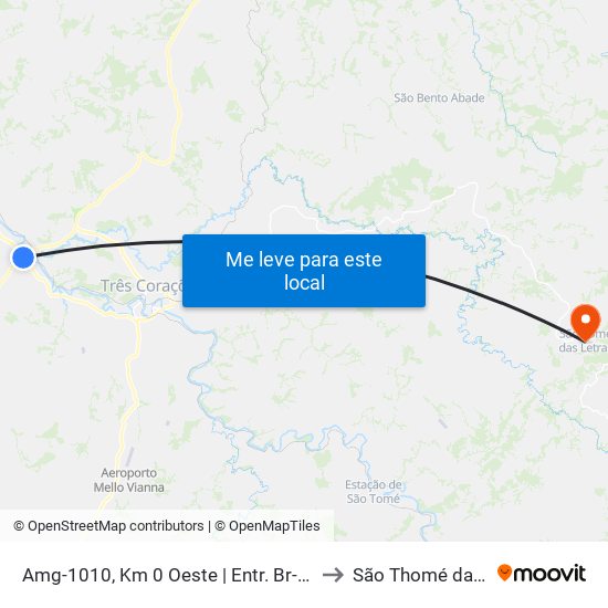 Amg-1010, Km 0 Oeste | Entr. Br-381/Coca-Cola to São Thomé das Letras map
