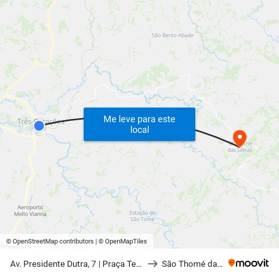 Av. Presidente Dutra, 7 | Praça Tenente Palestino to São Thomé das Letras map