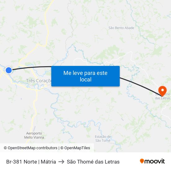 Br-381 Norte | Mátria to São Thomé das Letras map