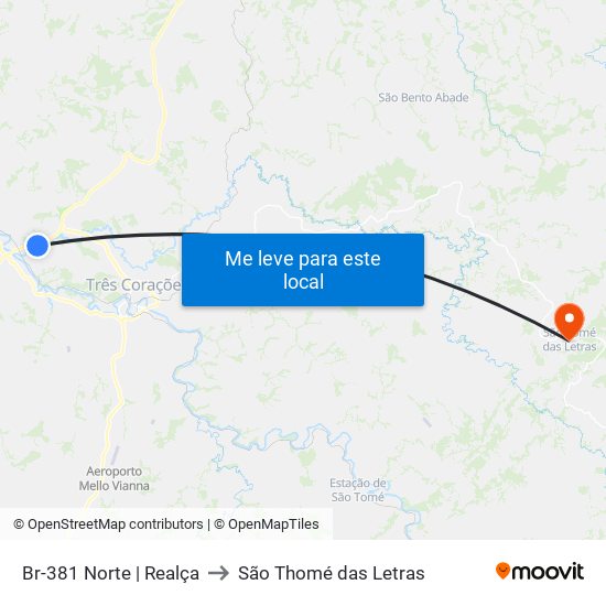 Br-381 Norte | Realça to São Thomé das Letras map