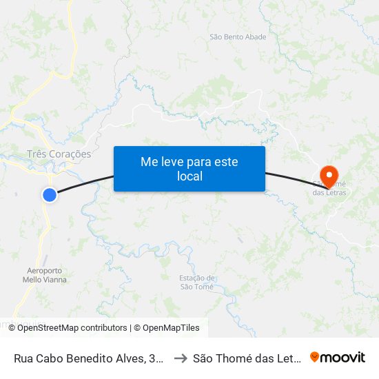 Rua Cabo Benedito Alves, 3430 to São Thomé das Letras map