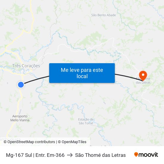 Mg-167 Sul | Entr. Em-366 to São Thomé das Letras map