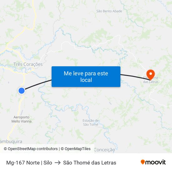 Mg-167 Norte | Silo to São Thomé das Letras map
