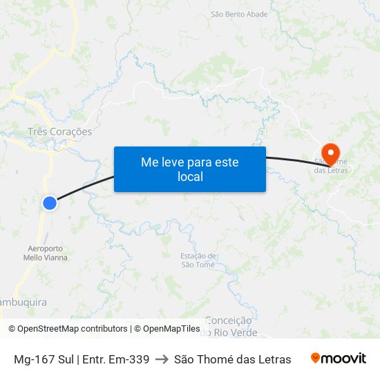 Mg-167 Sul | Entr. Em-339 to São Thomé das Letras map