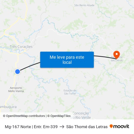 Mg-167 Norte | Entr. Em-339 to São Thomé das Letras map