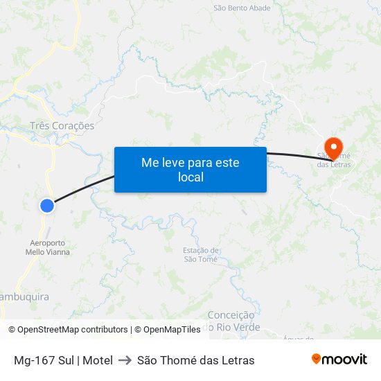 Mg-167 Sul | Motel to São Thomé das Letras map
