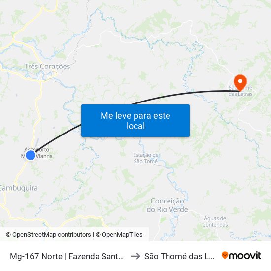 Mg-167 Norte | Fazenda Santa Rosa to São Thomé das Letras map