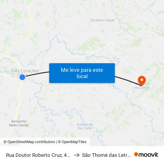 Rua Doutor Roberto Cruz, 445 to São Thomé das Letras map