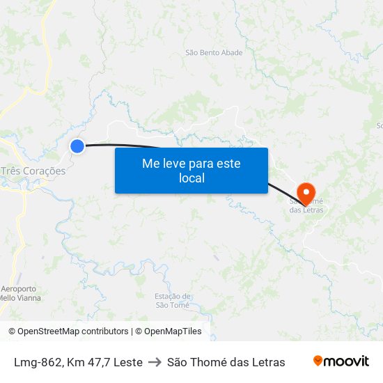 Lmg-862, Km 47,7 Leste to São Thomé das Letras map