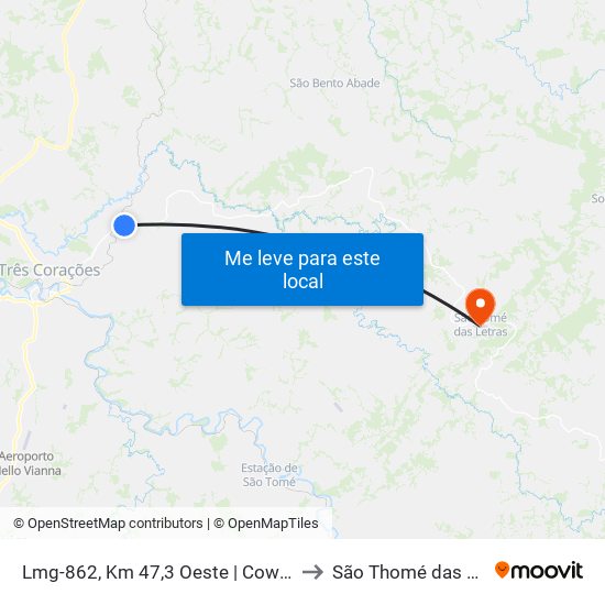 Lmg-862, Km 47,3 Oeste | Cowboys Bar to São Thomé das Letras map