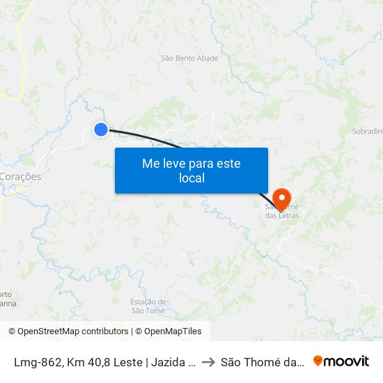 Lmg-862, Km 40,8 Leste | Jazida Pedra Martins to São Thomé das Letras map