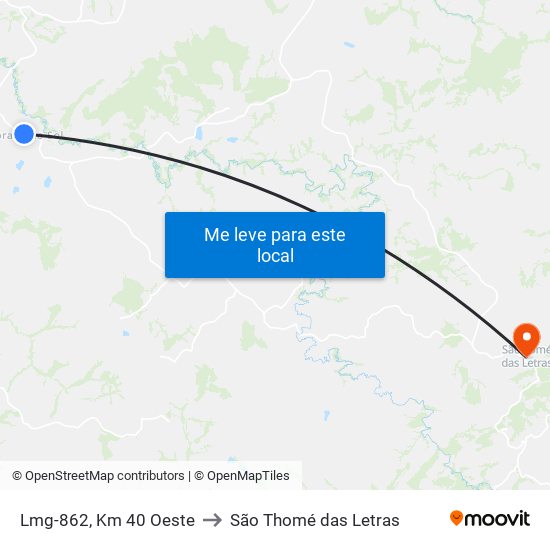 Lmg-862, Km 40 Oeste to São Thomé das Letras map