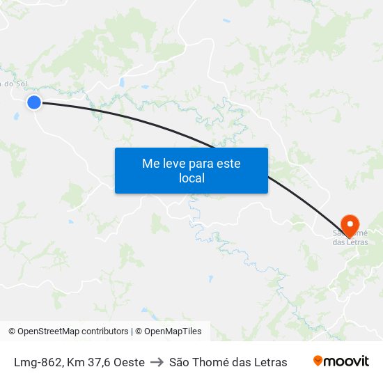 Lmg-862, Km 37,6 Oeste to São Thomé das Letras map