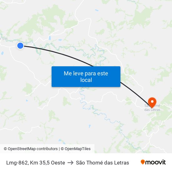 Lmg-862, Km 35,5 Oeste to São Thomé das Letras map