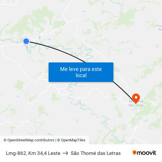 Lmg-862, Km 34,4 Leste to São Thomé das Letras map