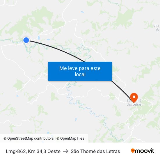 Lmg-862, Km 34,3 Oeste to São Thomé das Letras map