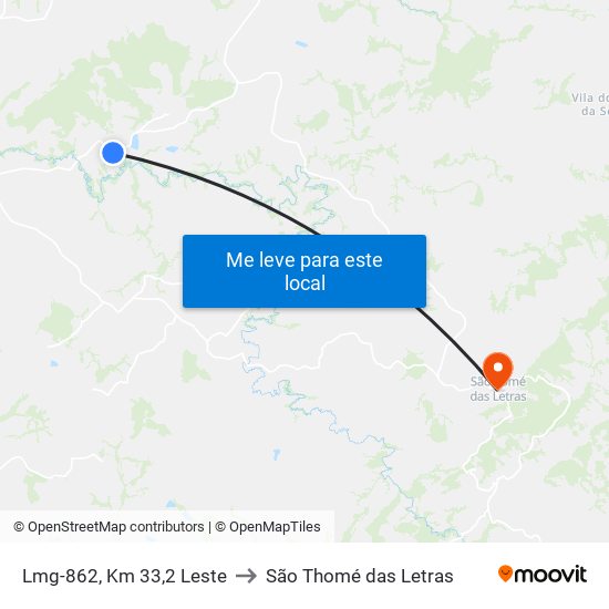 Lmg-862, Km 33,2 Leste to São Thomé das Letras map