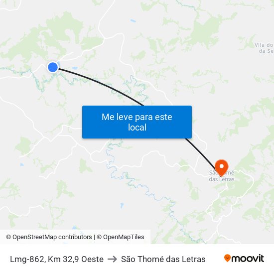 Lmg-862, Km 32,9 Oeste to São Thomé das Letras map