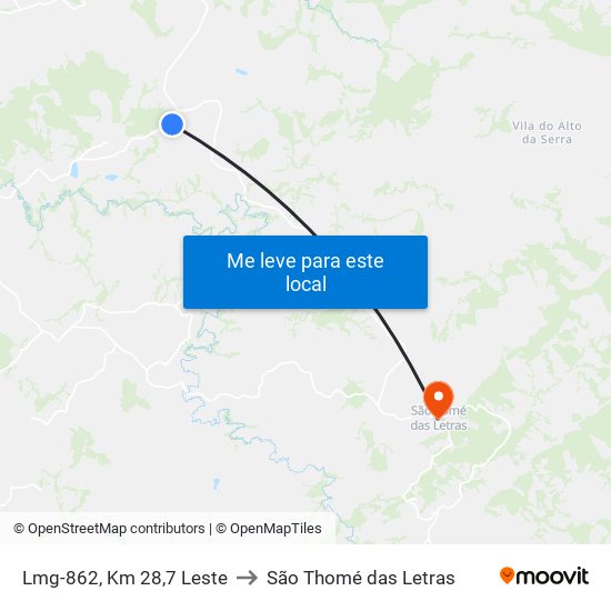 Lmg-862, Km 28,7 Leste to São Thomé das Letras map