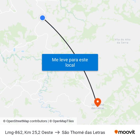 Lmg-862, Km 25,2 Oeste to São Thomé das Letras map