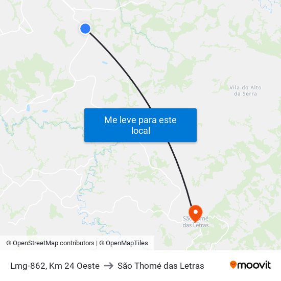 Lmg-862, Km 24 Oeste to São Thomé das Letras map