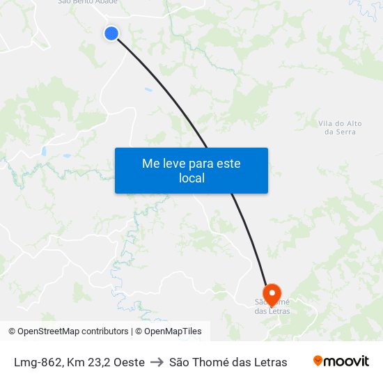 Lmg-862, Km 23,2 Oeste to São Thomé das Letras map