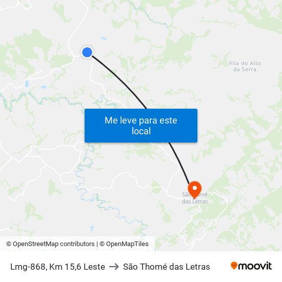 Lmg-868, Km 15,6 Leste to São Thomé das Letras map